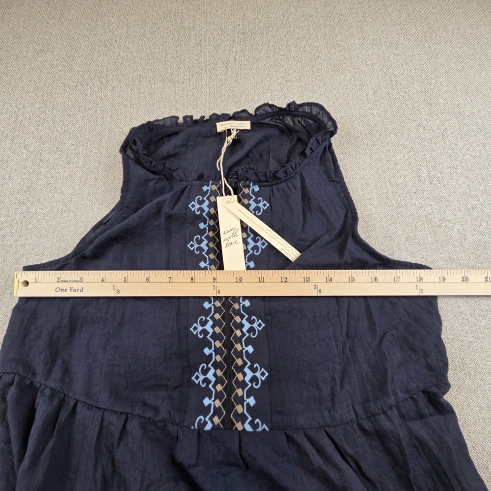 LOVESTITCH Blue Sleeveless Midi Dress Women's Large Embroidered Boho‎ Resortwear - Picture 7 of 8